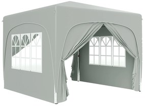 Outsunny Pavilion Pliabil cu Ferestre Laterale și Geantă de Transport, 300x300x273 cm, Gri Deschis | Aosom Romania