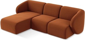 Colțar teracotă cu tapițerie din catifea (cu colț pe partea stângă/cu șezlong) Lani – Makamii