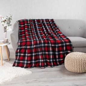 Pătură fleece CAROURI vinului 150 x 200 cm