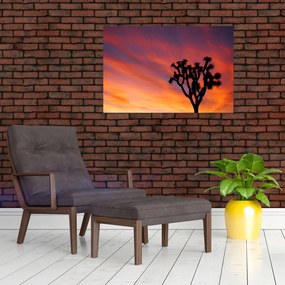 Tablou apus de soare deasupra siluetei unui copac (90x60 cm)