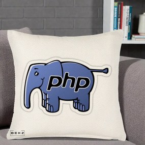Perna Personalizata PHP Elephant, 40x40 cm, Crem Reliefat, Husa Detasabila, Perna Inclusa, BEKZ®