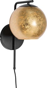 Plafonieră inteligentă de perete Negru cu sticlă aurie incl. WiFi A60 - Bert