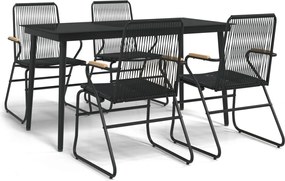 vidaXL Set mobilier de grădină, 5 piese, negru, ratan PVC