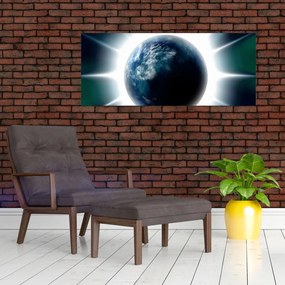 Tablou cu planeta iluminată (120x50 cm)