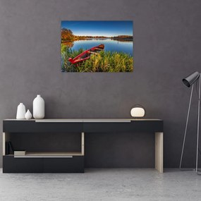 Tablou pe sticlă cu punte roșie (70x50 cm)
