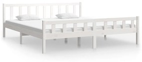 810700 vidaXL Cadru de pat, alb, 200x200 cm, lemn masiv