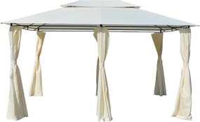 vidaXL Cort de grădină cu perdele 4 x 3 m, alb