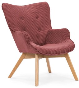 Fotoliu roșu cu tapițerie din catifea reiată Niko – Ropez