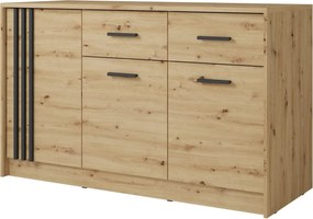 Comoda CANADA CD4, stejar artisan/negru, PAL laminat, 150x42x94 cm