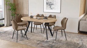 Mazzoni Masă ovală extensibilă EXPANSO Stejar Craft Auriu / picioare negre