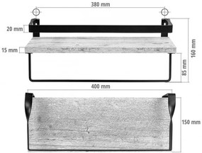 Set STILISTA  - 2 rafturi de perete Volato Duo, 40 cm, maro