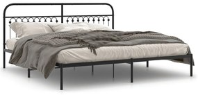 376606 vidaXL Cadru de pat metalic cu tăblie, negru, 193x203 cm