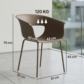 Outsunny Scaune de grădină Set 4 buc ergonomice pentru balcon cu design decupaj cotiere rezistente la intemperii Cafeniu | Aosom Romania