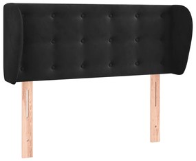 Tablie de pat cu aripioare negru 103x23x78 88 cm catifea 1, Negru, 103 x 23 x 78 88 cm