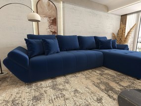 Colțar extensibil dumonde cu ladă de depozitare si sezut confortabil din spuma high-density, Berlin XL Royal Albastru 350x185 cm II