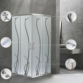 Cabină de duș pătrată Spirit BAMBOO 80x80, fără cădiță de duș