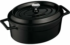 LAVA Metal Oală ovală din fontă, neagră, 7 l,diametru 31 cm