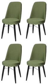 Set 4 Scaune Minerva Verde Picior Negru