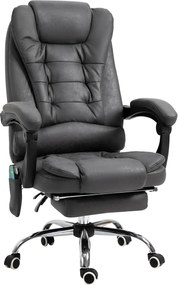 Fotoliu de Birou Vinsetto cu Masaj și Funcție Rabatabilă, 6 Puncte de Masaj și Încălzire, Scaun Reglabil pe Înălțime, Gri | Aosom România