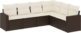 vidaXL Set canapele de grădină cu perne, 6 piese, maro, poliratan