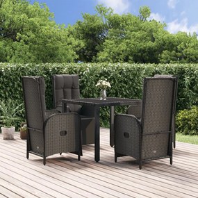 3185060 vidaXL Set mobilier de grădină cu perne, 5 piese, negru, poliratan