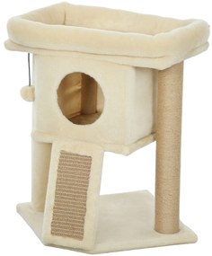 PawHut Catarator cu placa de zgariere din iuta, platforma de odihna, minge de jucarie, casa pentru pisici, Bej, 40 x 40 x 57 cm | Aosom Romania