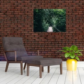 Tablou pe sticlă - Drumul prin pădure (70x50 cm)