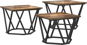 vidaXL Masă de cafea 3 pcs Stejar fumuriu Lemn ingineresc și oțel