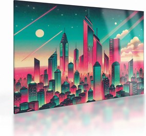 Tablou pe sticlă – Metropolă în stil pop-art (70x50 cm)