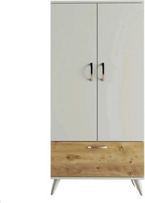 Dulap GRD0203, alb/stejar, PAL melaminat, cu 3 usi, 80x47x168 cm