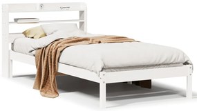 vidaXL Cadru de pat fără saltea, alb, 75x190 cm, lemn masiv de pin