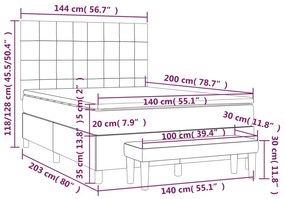 Pat box spring cu saltea, gri inchis, 140x200 cm, textil Morke gra, 140 x 200 cm, Cu blocuri patrate