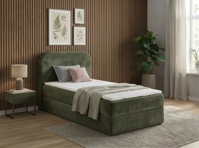 Pat tapitat boxspring FORENA 90x200 cm verde inchis Saltea: Saltea cu arcuri Bonell