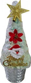 Brad artificial de Craciun NOVOKIDS™ Mini Christmas Tree, Pentru casa si birou, Cu decoratiuni si suport incluse, Coroana bogata, Inaltime 35 cm, Pom