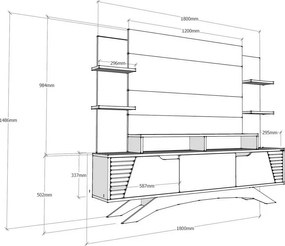 Perete TV Deparo Walnut and White