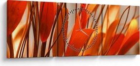 Tablou - Frunze înflorite (cu ceas) (90x30 cm)