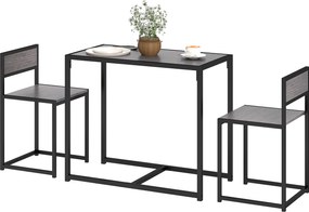 HOMCOM Set bar 3 piese, 2 scaune, 1 masă, 90 cm x 47 cm x 76 cm, Gri | Aosom Romania