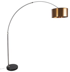 Lampă cu arc din oțel cu abajur din cupru 50 cm - XXL