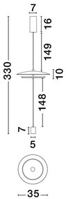 Lampadar LED suspendat de tavan OLOS, H-330cm
