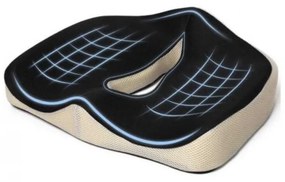 ORTO COCCIS GEL STRONGER Pernă ortopedică pentru șezut, din spumă cu memorie și gel cu efect racoritor, Fermitate EXTRA, Husă Mesh, Negru