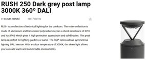 Mini Stalp LED iluminat exterior simetric 360º IP65 RUSH 25cm 3000K DALI
