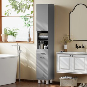 kleankin Dulap de baie, comodă pentru baie, cu rafturi și sertar, reglabil, Gri | Aosom Romania