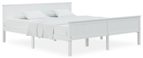 322187 vidaXL Cadru de pat, alb, 200x200 cm, lemn masiv de pin