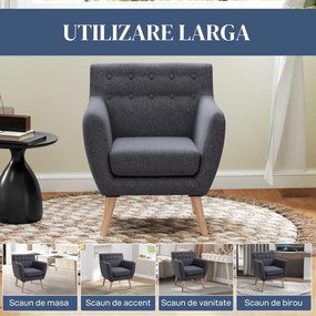 Fotoliu Stil Nordic HOMCOM din Tesatura Gri Inchis, 68x58.5x76cm | Aosom Romania