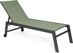 Șezlong de grădină verde din metal Hilde – Bizzotto