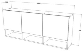 Dulap haaus Malmo, 3 Usi, Stejar Alb/Antracit, 144 x 27 x 60 cm