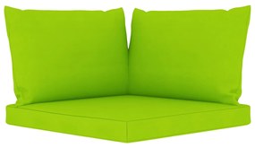 Set mobilier de gradina, 9 piese, cu perne verde aprins verde aprins, 3x colt + 4x mijloc + suport pentru picioare + masa, 1