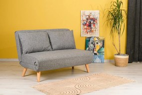 Canapea Extensibila 2 Locuri, Cadru Metalic, Folde, Gri Deschis