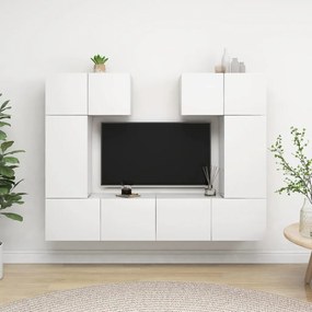 vidaXL Set dulapuri TV, 6 piese, alb, lemn prelucrat