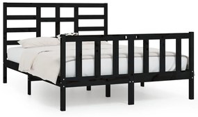 3107622 vidaXL Cadru de pat King Size, negru, 150x200 cm, lemn masiv